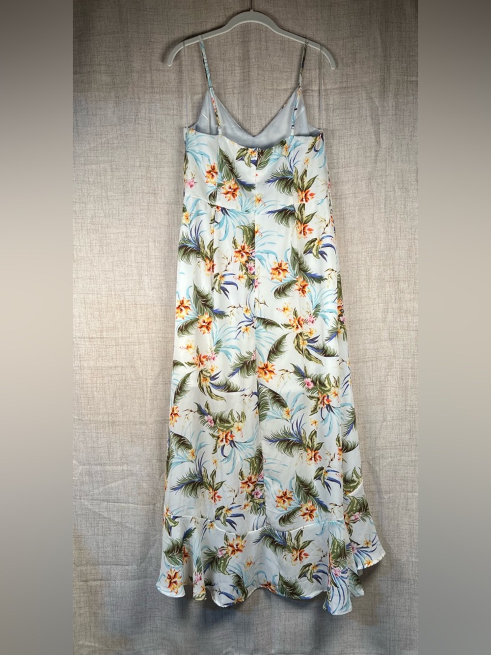 Tropical Dress Spaghetti Strap V Neck Francesca's Miami High Low NWT X Large - Picture 2 of 10